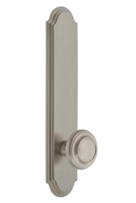 Grandeur Hardware - Hardware Arc Tall Plate Double Dummy with Circulaire Knob in Satin Nickel - ARCCIR - 836505