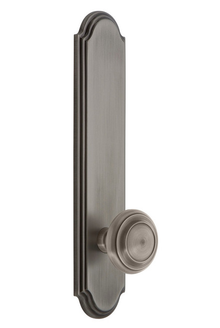 Grandeur Hardware - Hardware Arc Tall Plate Passage with Circulaire Knob in Antique Pewter - ARCCIR - 835744