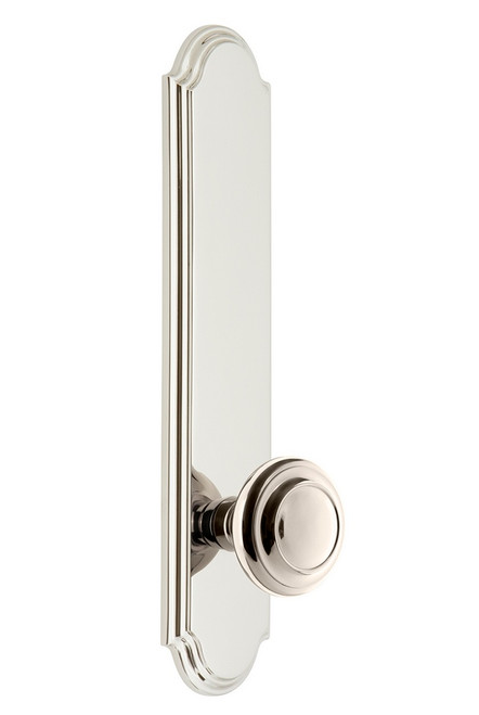 Grandeur Hardware - Hardware Arc Tall Plate Privacy with Circulaire Knob in Polished Nickel - ARCCIR - 836841