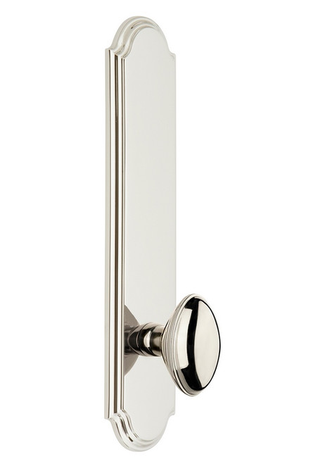 Grandeur Hardware - Hardware Arc Tall Plate Double Dummy with Eden Prairie Knob in Polished Nickel - ARCEDN - 804096