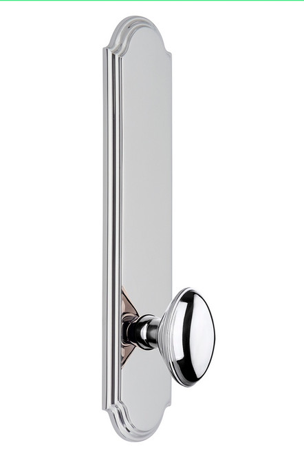 Grandeur Hardware - Hardware Arc Tall Plate Privacy with Eden Prairie Knob in Bright Chrome - ARCEDN - 836856