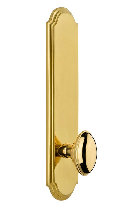 Grandeur Hardware - Hardware Arc Tall Plate Privacy with Eden Prairie Knob in Polished Brass - ARCEDN - 804216