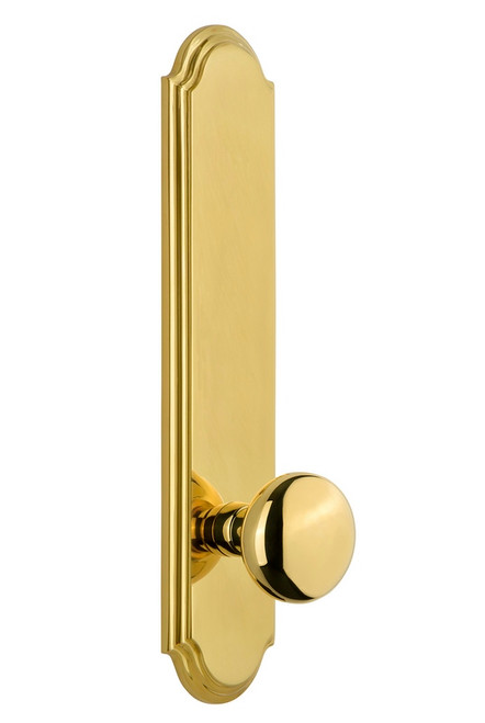 Grandeur Hardware - Hardware Arc Tall Plate Double Dummy with Fifth Avenue Knob in Lifetime Brass - ARCFAV - 804087