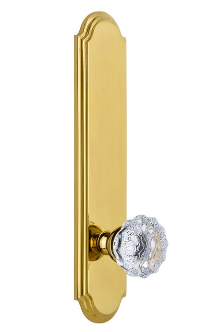 Grandeur Hardware - Hardware Arc Tall Plate Double Dummy with Fontainebleau Knob in Lifetime Brass - ARCFON - 804132