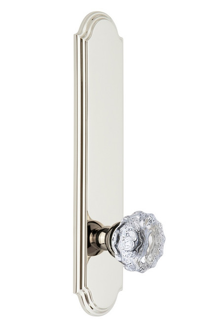 Grandeur Hardware - Hardware Arc Tall Plate Privacy with Fontainebleau Knob in Polished Nickel - ARCFON - 836894