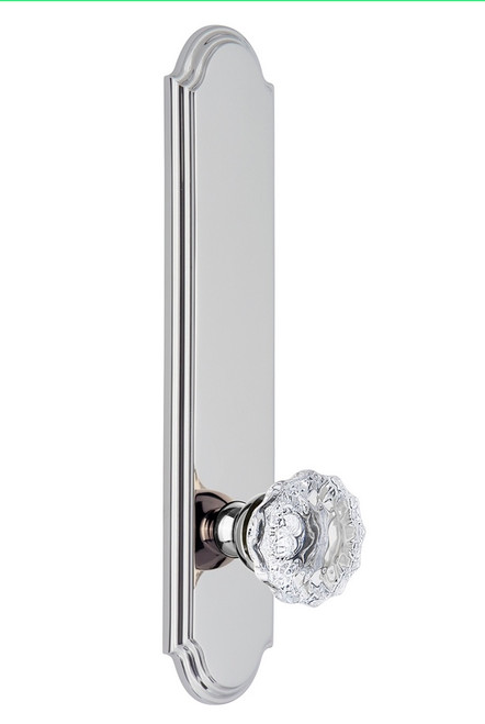 Grandeur Hardware - Hardware Arc Tall Plate Dummy with Fontainebleau Knob in Bright Chrome - ARCFON - 804010