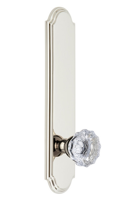 Grandeur Hardware - Hardware Arc Tall Plate Dummy with Fontainebleau Knob in Polished Nickel - ARCFON - 804016