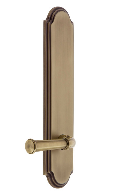 Grandeur Hardware - Hardware Arc Tall Plate Privacy with Georgetown Lever in Vintage Brass - ARCGEO - 837826