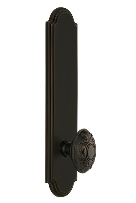Grandeur Hardware - Hardware Arc Tall Plate Double Dummy with Grande Victorian Knob in Timeless Bronze - ARCGVC - 804100