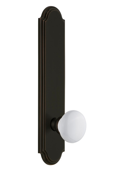 Grandeur Hardware - Hardware Arc Tall Plate Passage with Hyde Park Knob in Timeless Bronze - ARCHYD - 803827