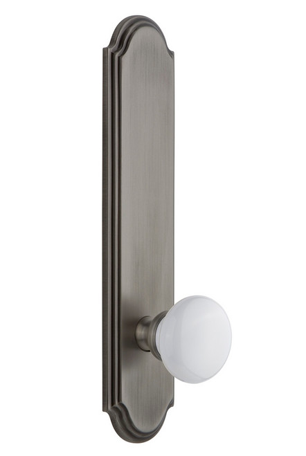 Grandeur Hardware - Hardware Arc Tall Plate Privacy with Hyde Park Knob in Antique Pewter - ARCHYD - 804198