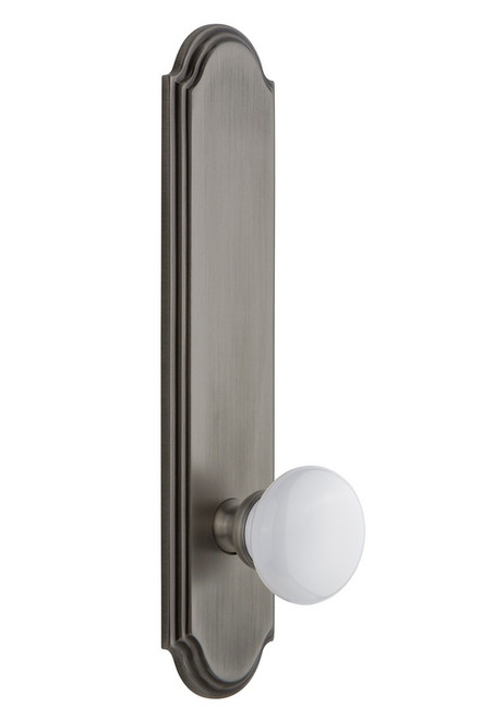 Grandeur Hardware - Hardware Arc Tall Plate Dummy with Hyde Park Knob in Antique Pewter - ARCHYD - 803956