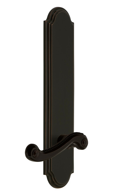 Grandeur Hardware - Hardware Arc Tall Plate Double Dummy with Newport Lever in Timeless Bronze - ARCNEW - 836623