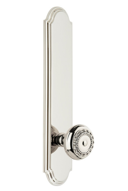 Grandeur Hardware - Hardware Arc Tall Plate Double Dummy with Parthenon Knob in Polished Nickel - ARCPAR - 804117