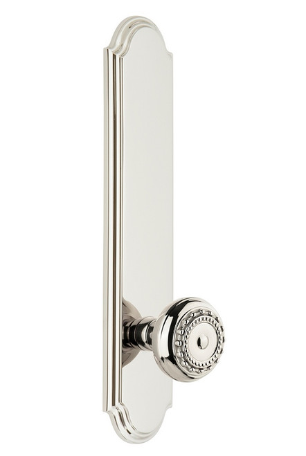 Grandeur Hardware - Hardware Arc Tall Plate Passage with Parthenon Knob in Polished Nickel - ARCPAR - 813822