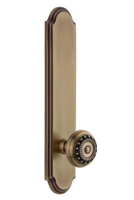 Grandeur Hardware - Hardware Arc Tall Plate Dummy with Parthenon Knob in Vintage Brass - ARCPAR - 803998