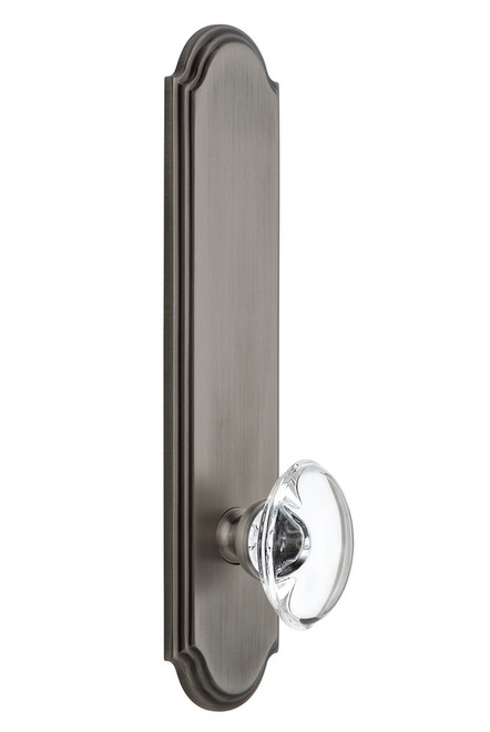 Grandeur Hardware - Hardware Arc Tall Plate Privacy with Provence Knob in Antique Pewter - ARCPRO - 804283