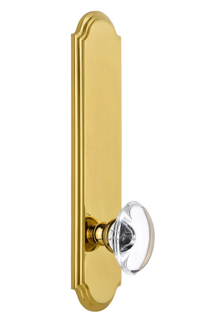 Grandeur Hardware - Hardware Arc Tall Plate Privacy with Provence Knob in Polished Brass - ARCPRO - 836961