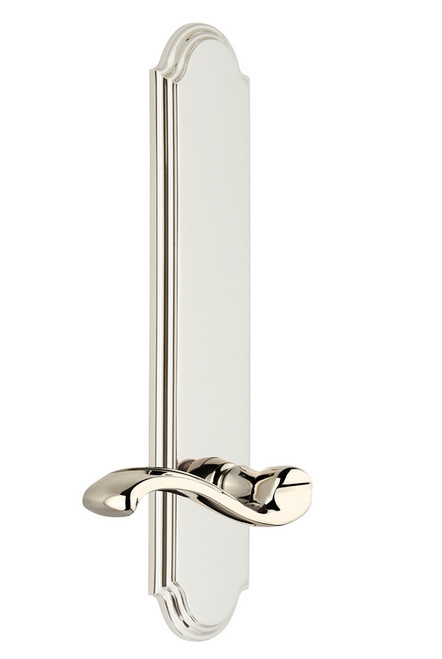 Grandeur Hardware - Hardware Arc Tall Plate Double Dummy with Portofino Lever in Polished Nickel - ARCPRT - 804064