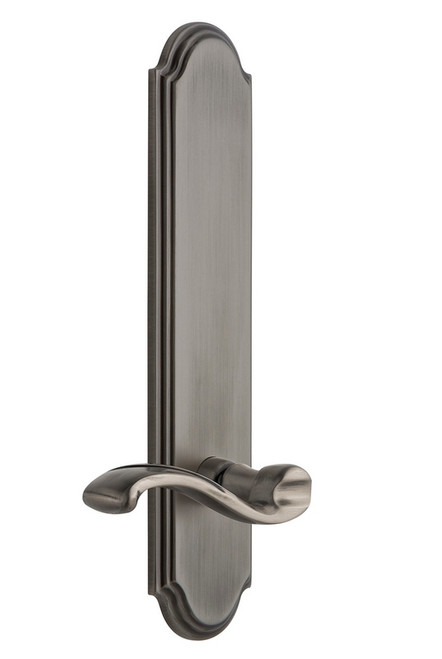 Grandeur Hardware - Hardware Arc Tall Plate Dummy with Portofino Lever in Antique Pewter - ARCPRT - 803940