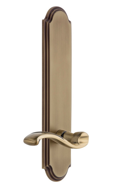 Grandeur Hardware - Hardware Arc Tall Plate Dummy with Portofino Lever in Vintage Brass - ARCPRT - 803929