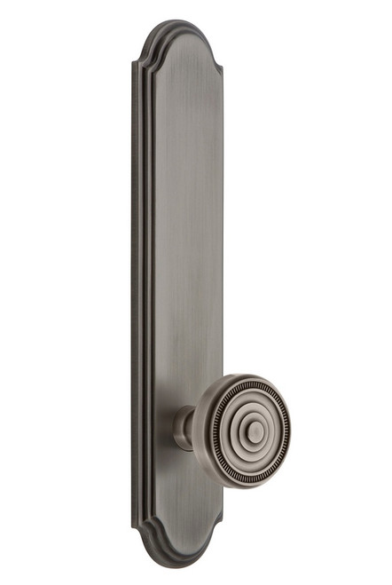 Grandeur Hardware - Hardware Arc Tall Plate Double Dummy with Soleil Knob in Antique Pewter - ARCSOL - 836510