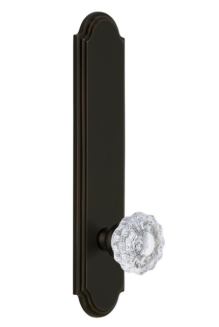 Grandeur Hardware - Hardware Arc Tall Plate Passage with Versailles Knob in Timeless Bronze - ARCVER - 813848