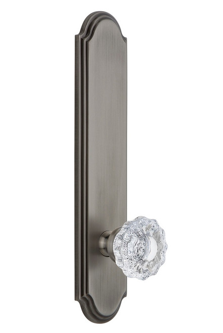 Grandeur Hardware - Hardware Arc Tall Plate Privacy with Versailles Knob in Antique Pewter - ARCVER - 804259