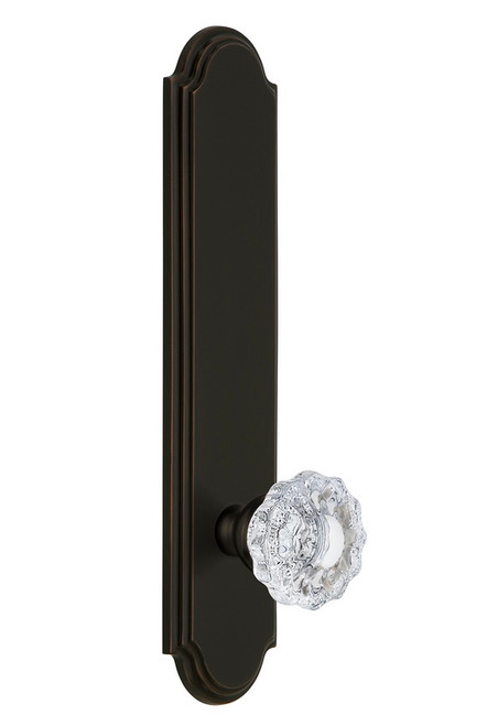 Grandeur Hardware - Hardware Arc Tall Plate Privacy with Versailles Knob in Timeless Bronze - ARCVER - 804263