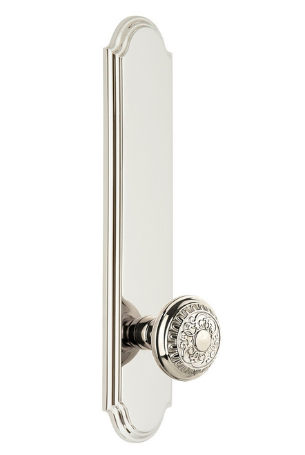 Grandeur Hardware - Hardware Arc Tall Plate Double Dummy with Windsor Knob in Polished Nickel - ARCWIN - 804110