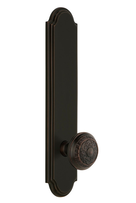 Grandeur Hardware - Hardware Arc Tall Plate Passage with Windsor Knob in Timeless Bronze - ARCWIN - 803857