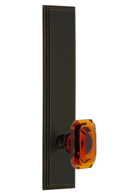 Grandeur Hardware - Hardware Carre' Tall Plate Passage with Baguette Amber Knob in Timeless Bronze - CARBCA - 835799