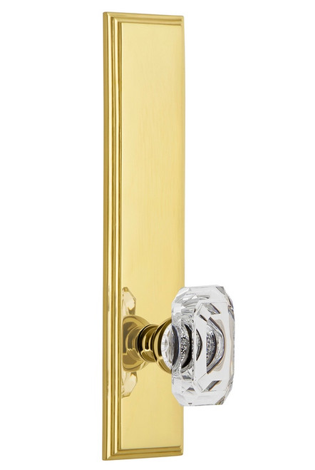 Grandeur Hardware - Hardware Carre' Tall Plate Double Dummy with Baguette Clear Crystal Knob in Polished Brass - CARBCC - 836530