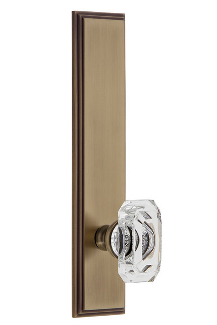 Grandeur Hardware - Hardware Carre' Tall Plate Double Dummy with Baguette Clear Crystal Knob in Vintage Brass - CARBCC - 836534