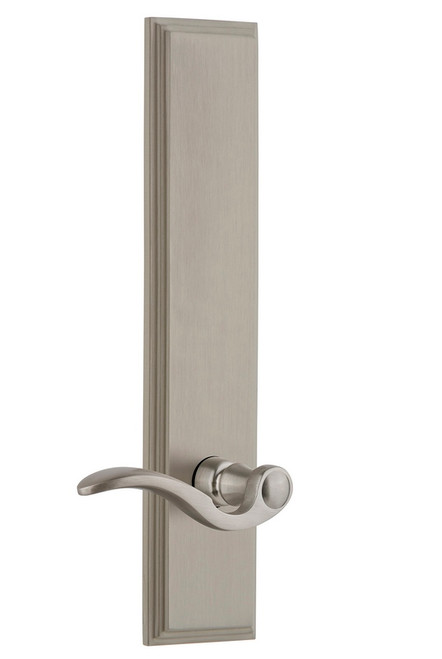 Grandeur Hardware - Hardware Carre' Tall Plate Passage with Bellagio Lever in Satin Nickel - CARBEL - 813862