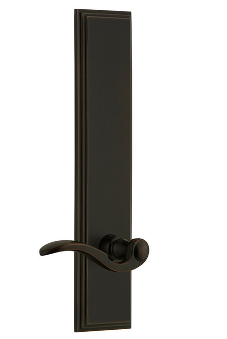 Grandeur Hardware - Hardware Carre' Tall Plate Passage with Bellagio Lever in Timeless Bronze - CARBEL - 813863