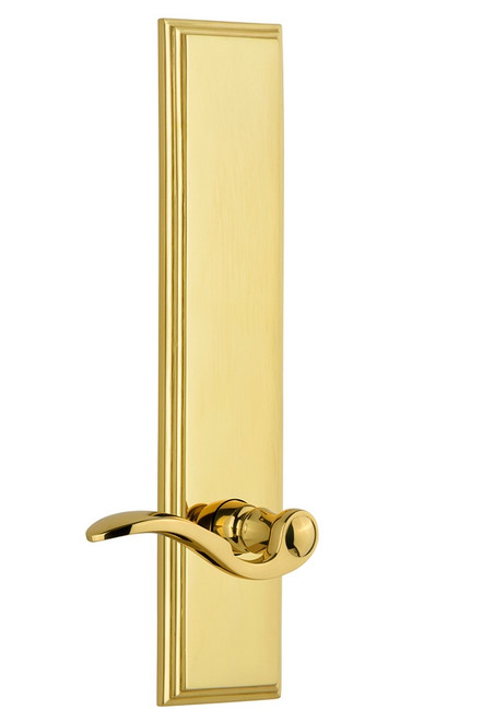 Grandeur Hardware - Hardware Carre' Tall Plate Dummy with Bellagio Lever in Lifetime Brass - CARBEL - 803438