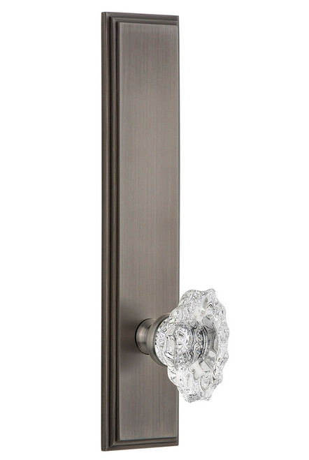 Grandeur Hardware - Hardware Carre' Tall Plate Privacy with Biarritz Knob in Antique Pewter - CARBIA - 803791