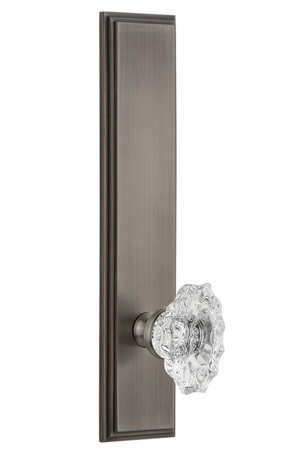 Grandeur Hardware - Hardware Carre' Tall Plate Privacy with Biarritz Knob in Antique Pewter - CARBIA - 815311