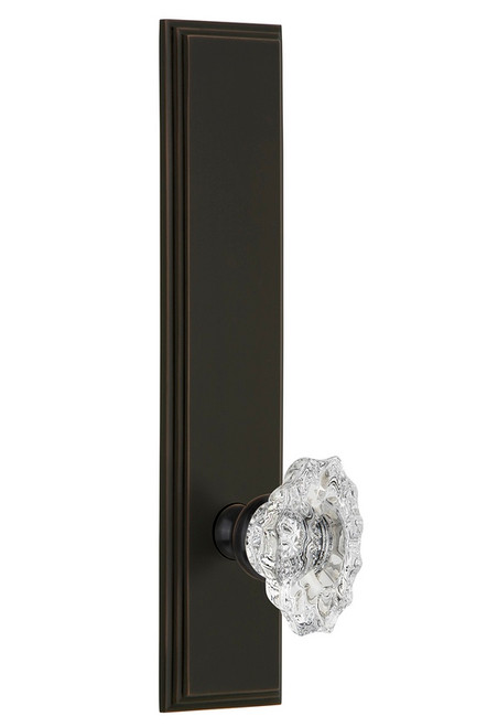 Grandeur Hardware - Hardware Carre' Tall Plate Privacy with Biarritz Knob in Timeless Bronze - CARBIA - 803795