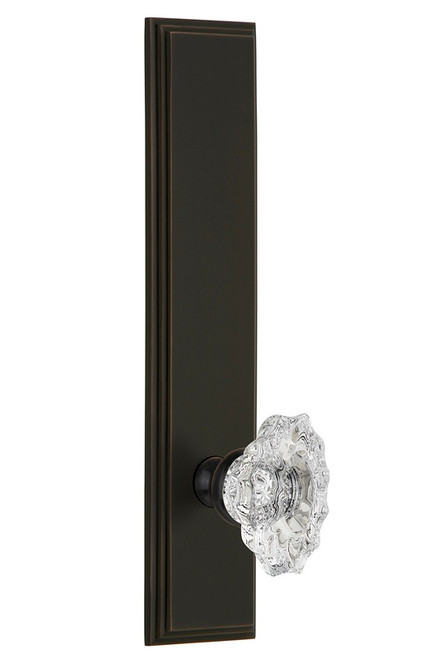 Grandeur Hardware - Hardware Carre' Tall Plate Privacy with Biarritz Knob in Timeless Bronze - CARBIA - 815317