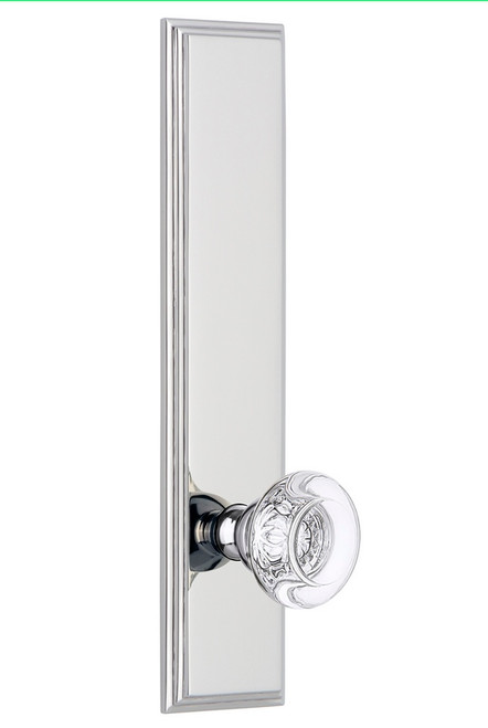 Grandeur Hardware - Hardware Carre' Tall Plate Double Dummy with Bordeaux Knob in Bright Chrome - CARBOR - 803643