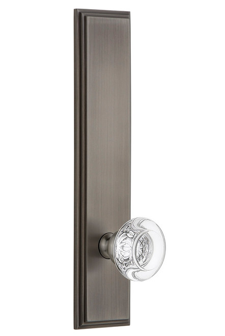 Grandeur Hardware - Hardware Carre' Tall Plate Privacy with Bordeaux Knob in Antique Pewter - CARBOR - 803767