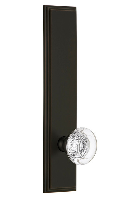 Grandeur Hardware - Hardware Carre' Tall Plate Privacy with Bordeaux Knob in Timeless Bronze - CARBOR - 803771