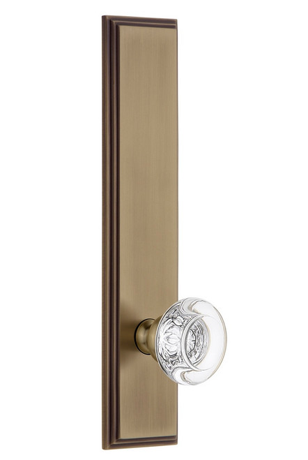 Grandeur Hardware - Hardware Carre' Tall Plate Privacy with Bordeaux Knob in Vintage Brass - CARBOR - 837131