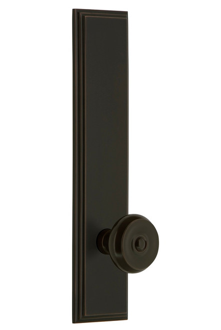 Grandeur Hardware - Hardware Carre' Tall Plate Passage with Bouton Knob in Timeless Bronze - CARBOU - 835830