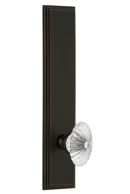 Grandeur Hardware - Hardware Carre' Tall Plate Passage with Burgundy Knob in Timeless Bronze - CARBUR - 803404
