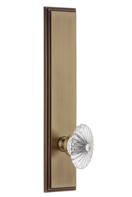 Grandeur Hardware - Hardware Carre' Tall Plate Passage with Burgundy Knob in Vintage Brass - CARBUR - 803405