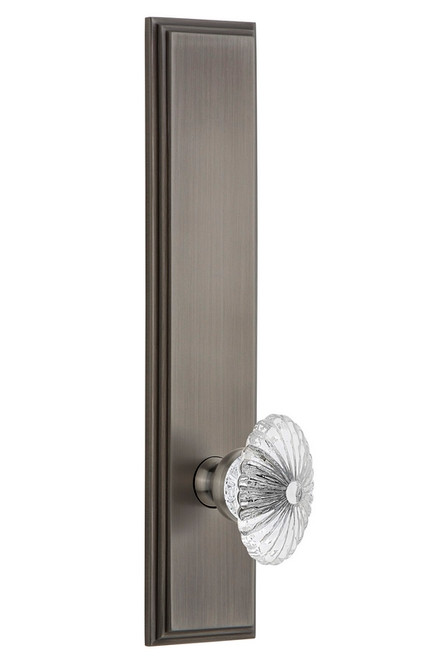 Grandeur Hardware - Hardware Carre' Tall Plate Privacy with Burgundy Knob in Antique Pewter - CARBUR - 837164