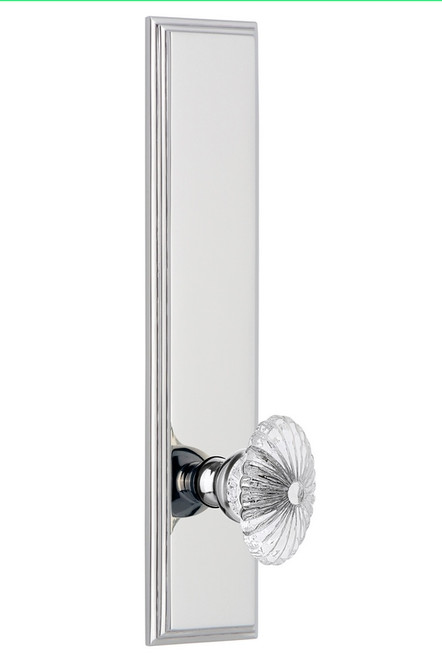 Grandeur Hardware - Hardware Carre' Tall Plate Dummy with Burgundy Knob in Bright Chrome - CARBUR - 803534